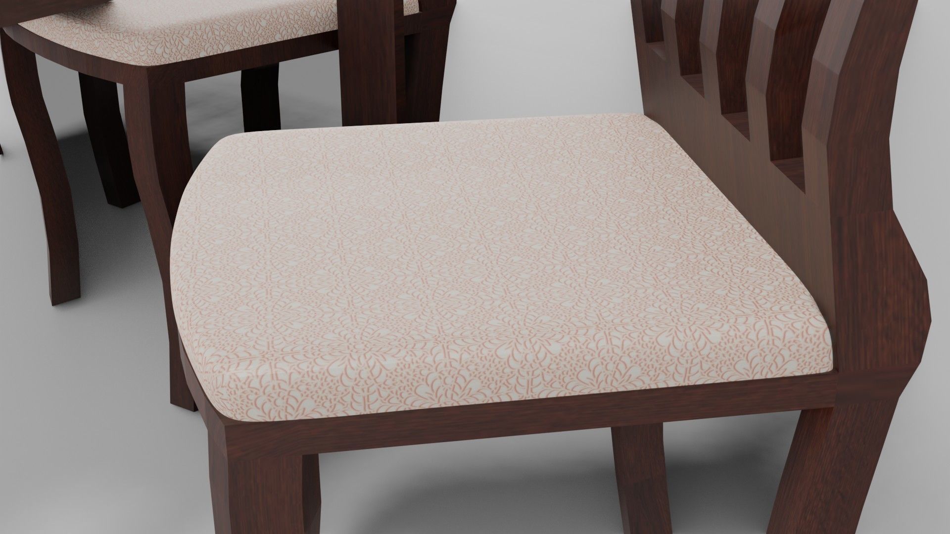 Dining Set table with six chairs Low-poly 3D model_4