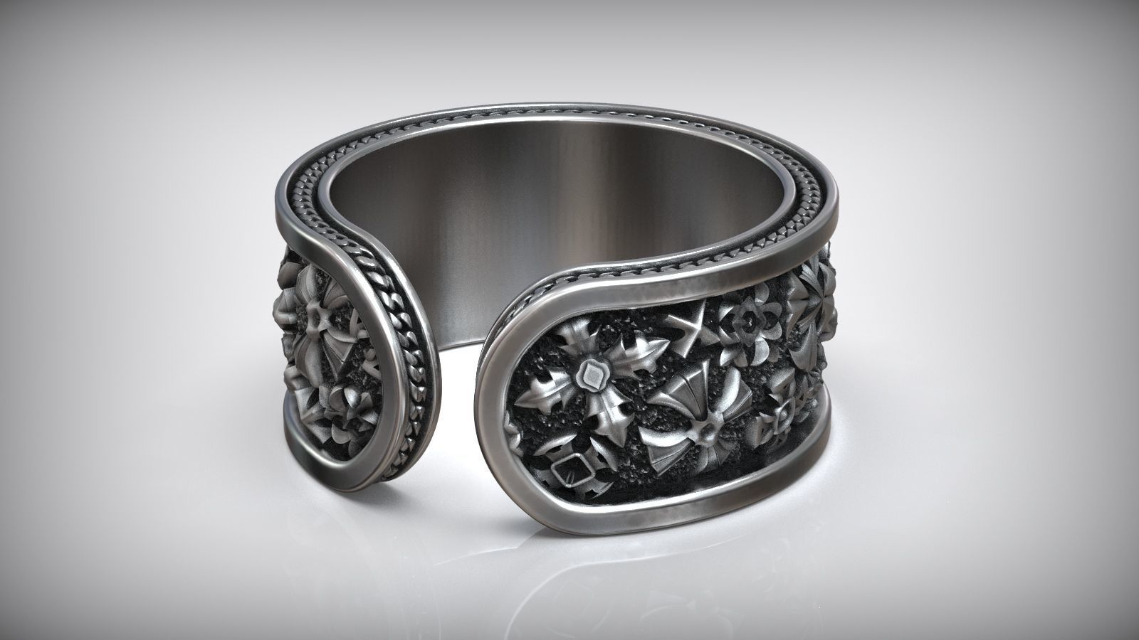 Men Maltese Cross Chain Biker Open Ring 3D print model_2