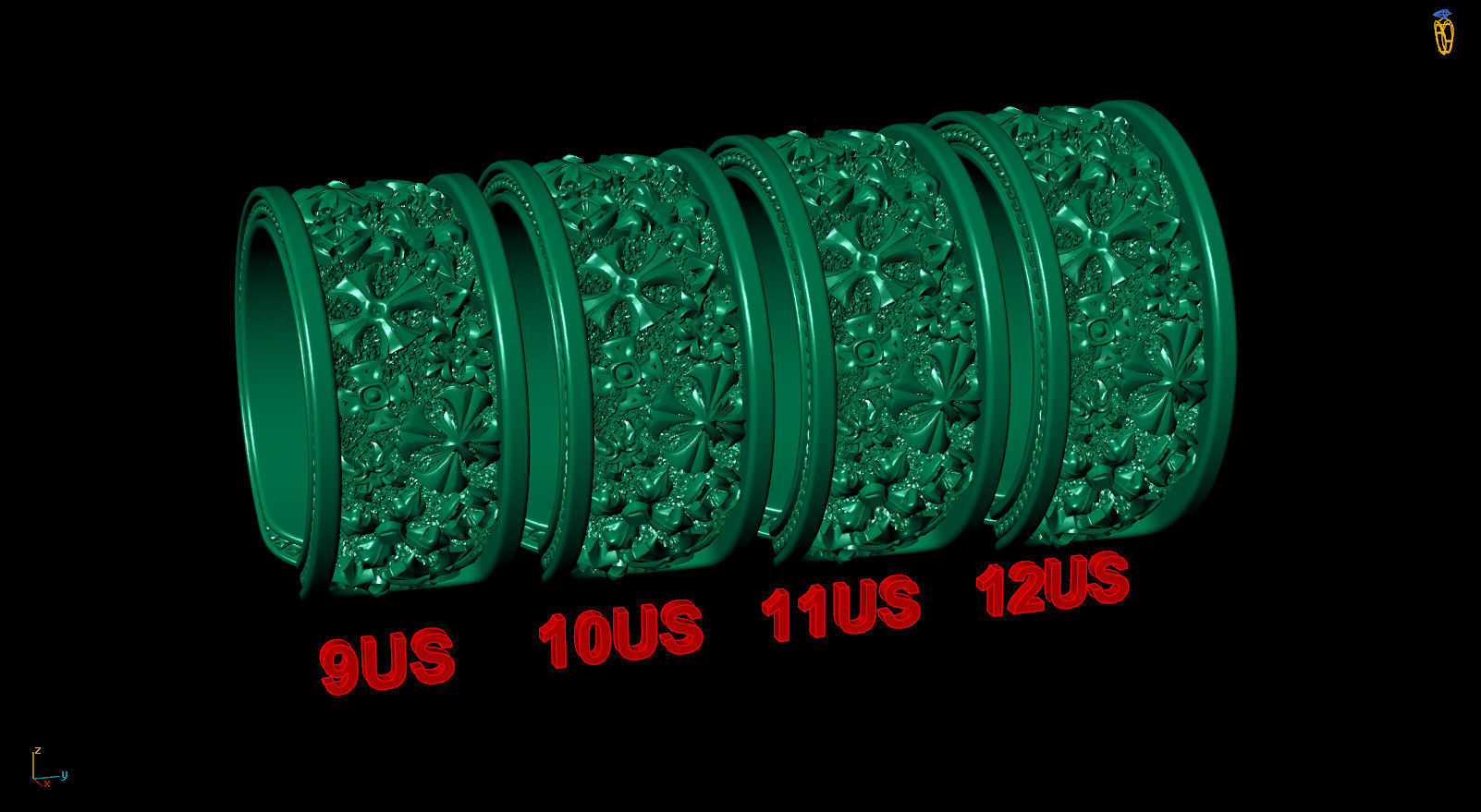 Men Maltese Cross Chain Biker Open Ring 3D print model_7