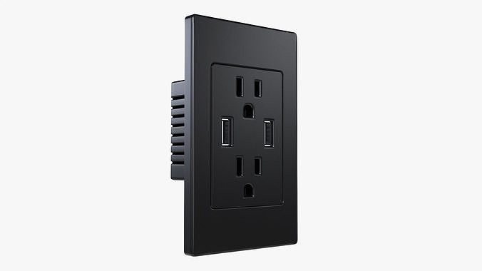 Double  US outlet with USB ports 3D model