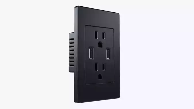 Double  US outlet with USB ports 3D model