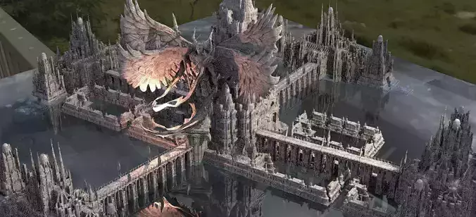 Dantes Inferno Hell scape Kit bash 1 3D model