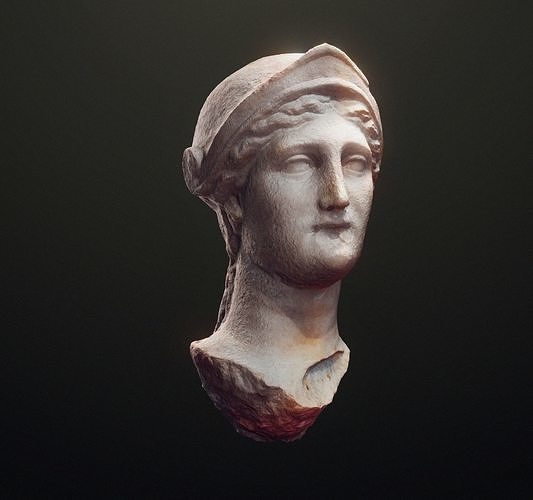 Athen godess head scanned and lowpoly Low-poly 3D model