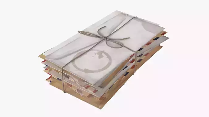 Tied up envelope stack dirty 3D model