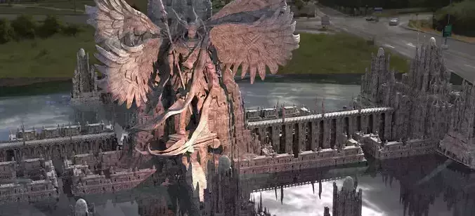 Dantes Inferno Demon Statue City Kitbash