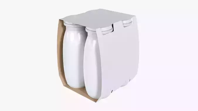 Fermented milk drink 4-pack bottles  3D model