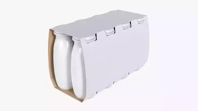 Fermented milk drink 8-pack bottles 3D model