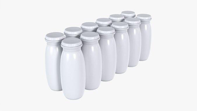 Fermented milk drink 12-pack bottles 3D model 2