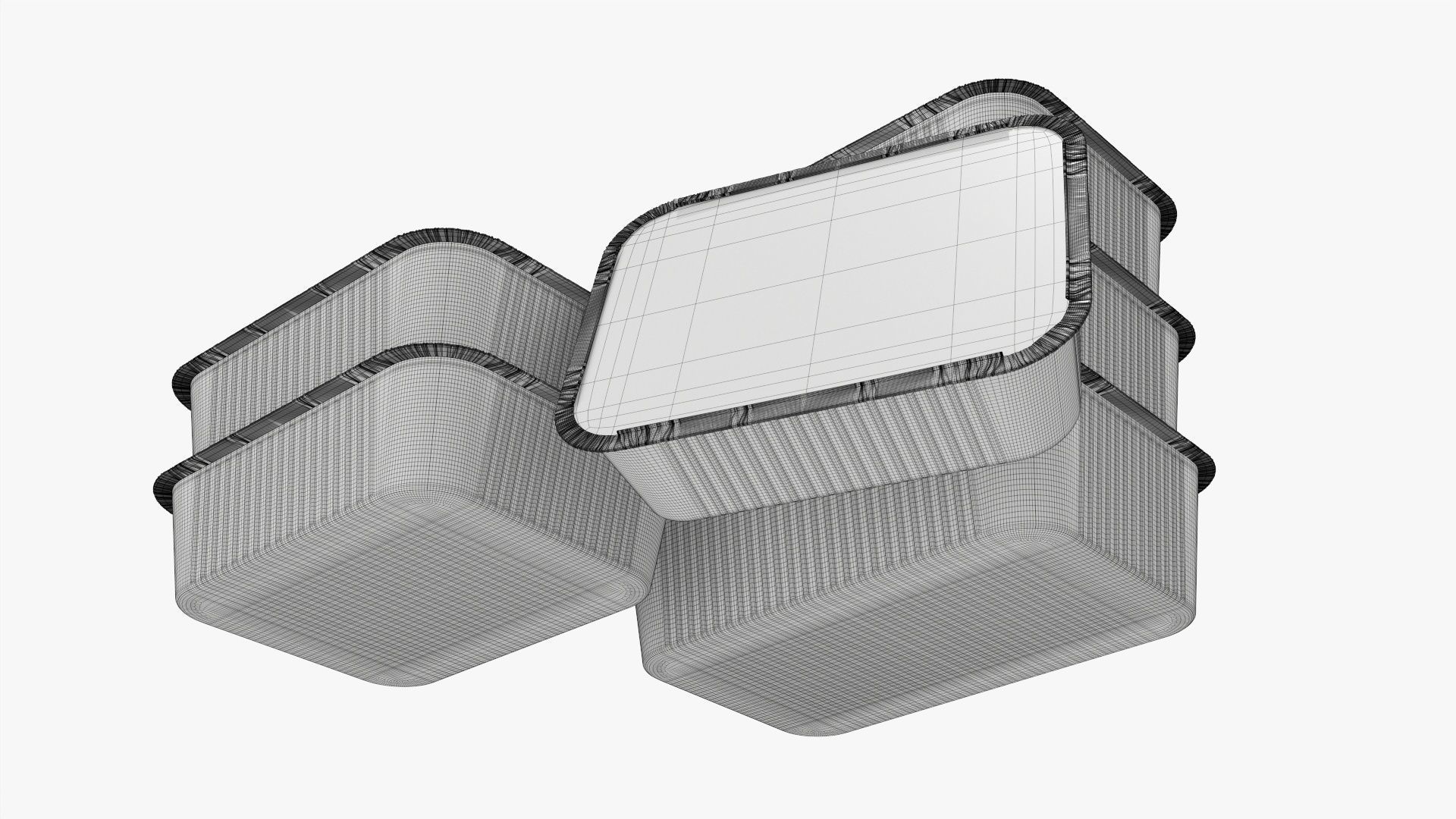 Foil food tray set 3D model_7