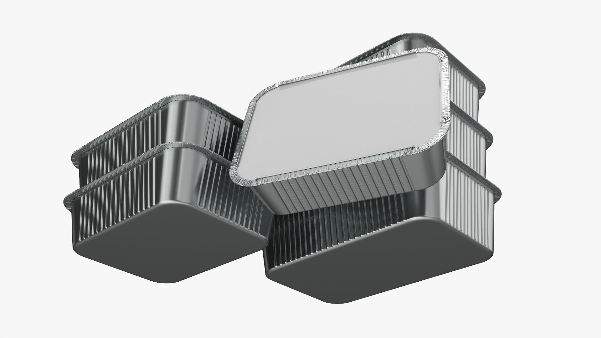 Foil food tray set 3D model_2