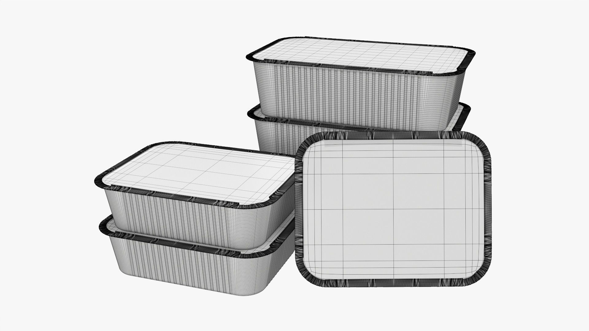 Foil food tray set 3D model_6