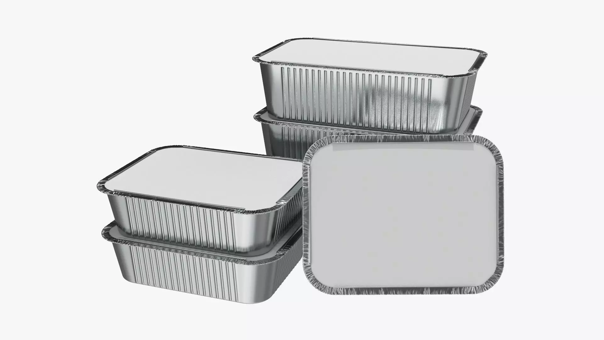Foil food tray set 3D model_0