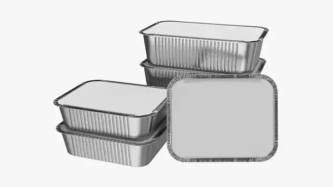 Foil food tray set 3D model