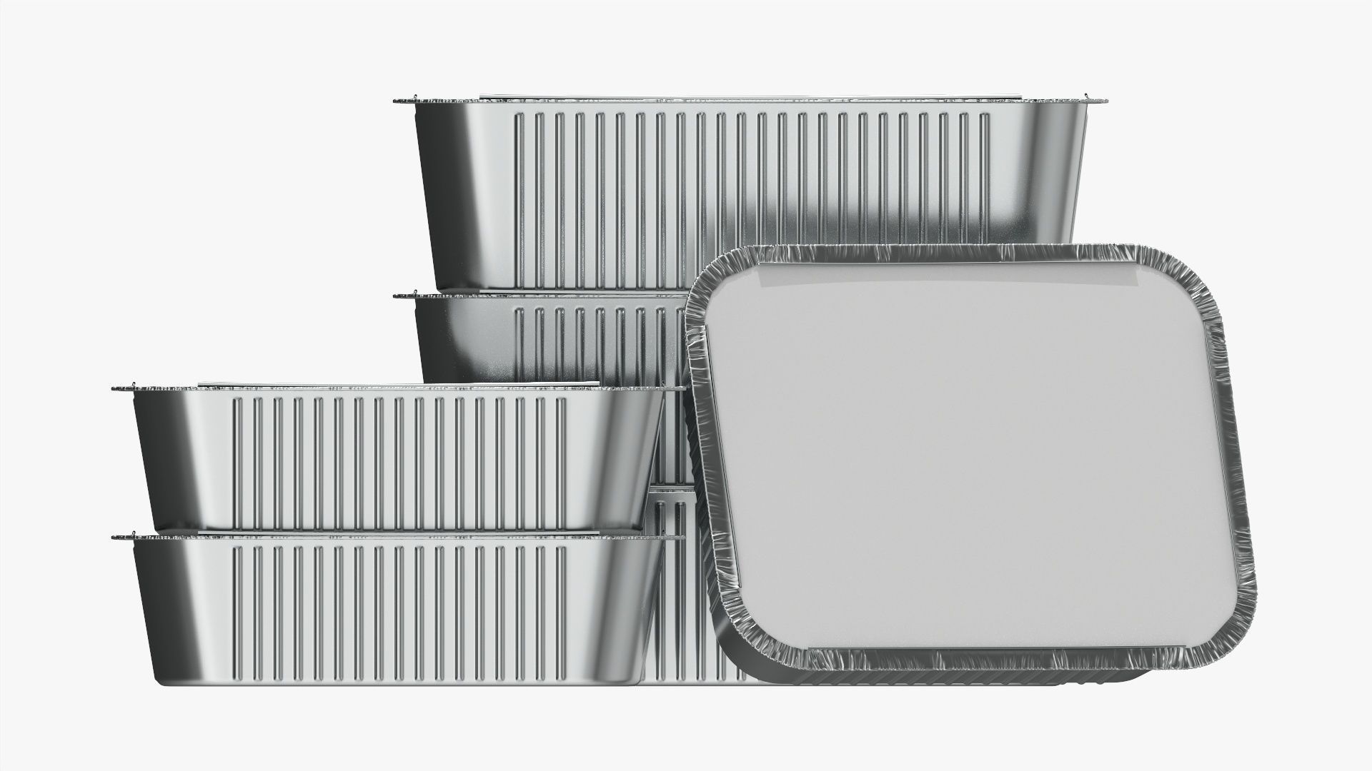 Foil food tray set 3D model_3