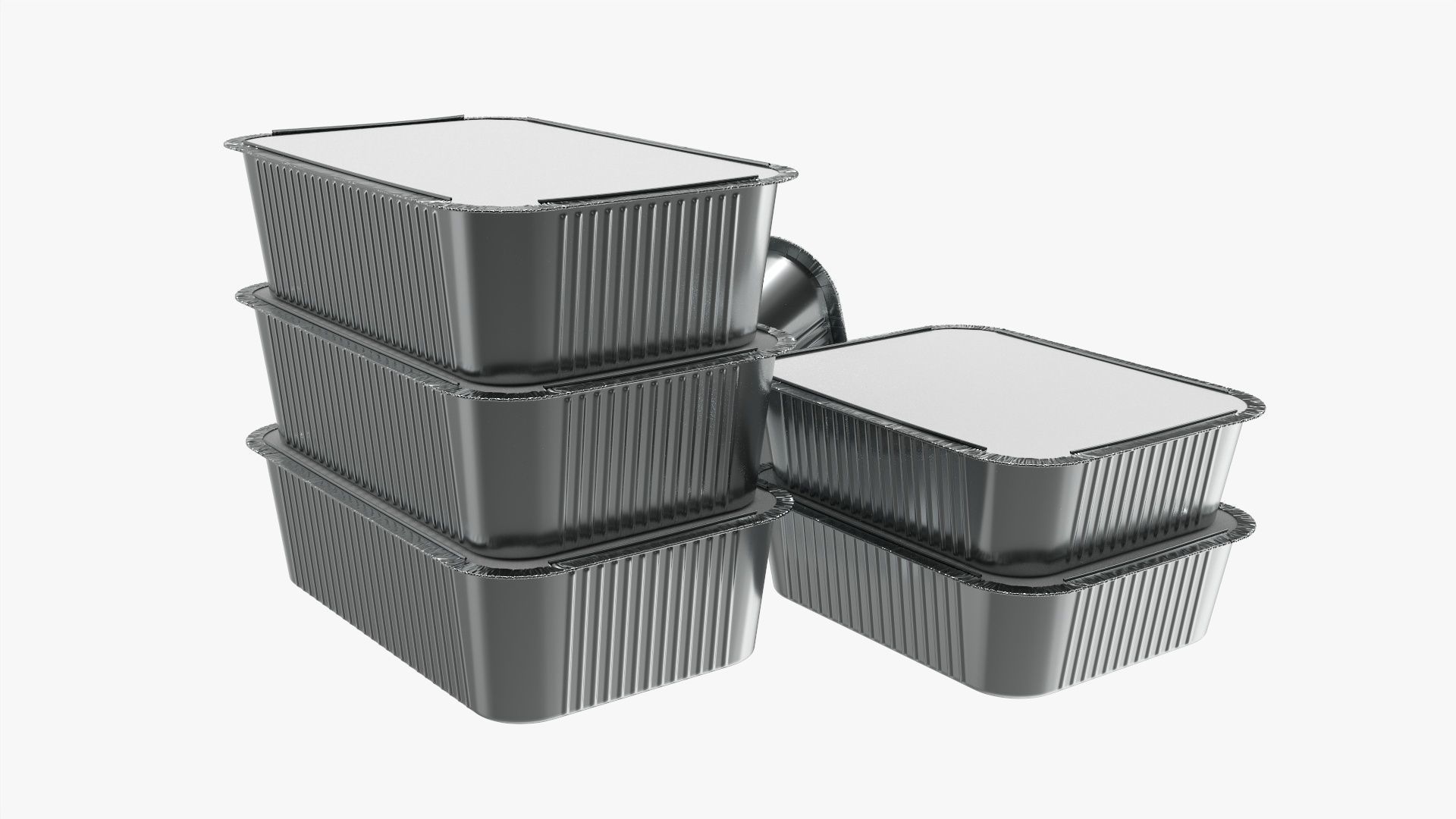 Foil food tray set 3D model_1