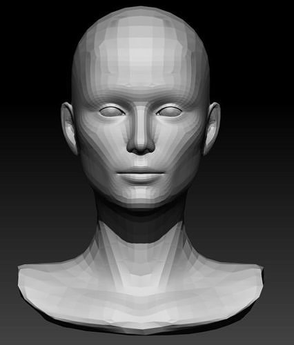 Woman head Low-Poly 3D model