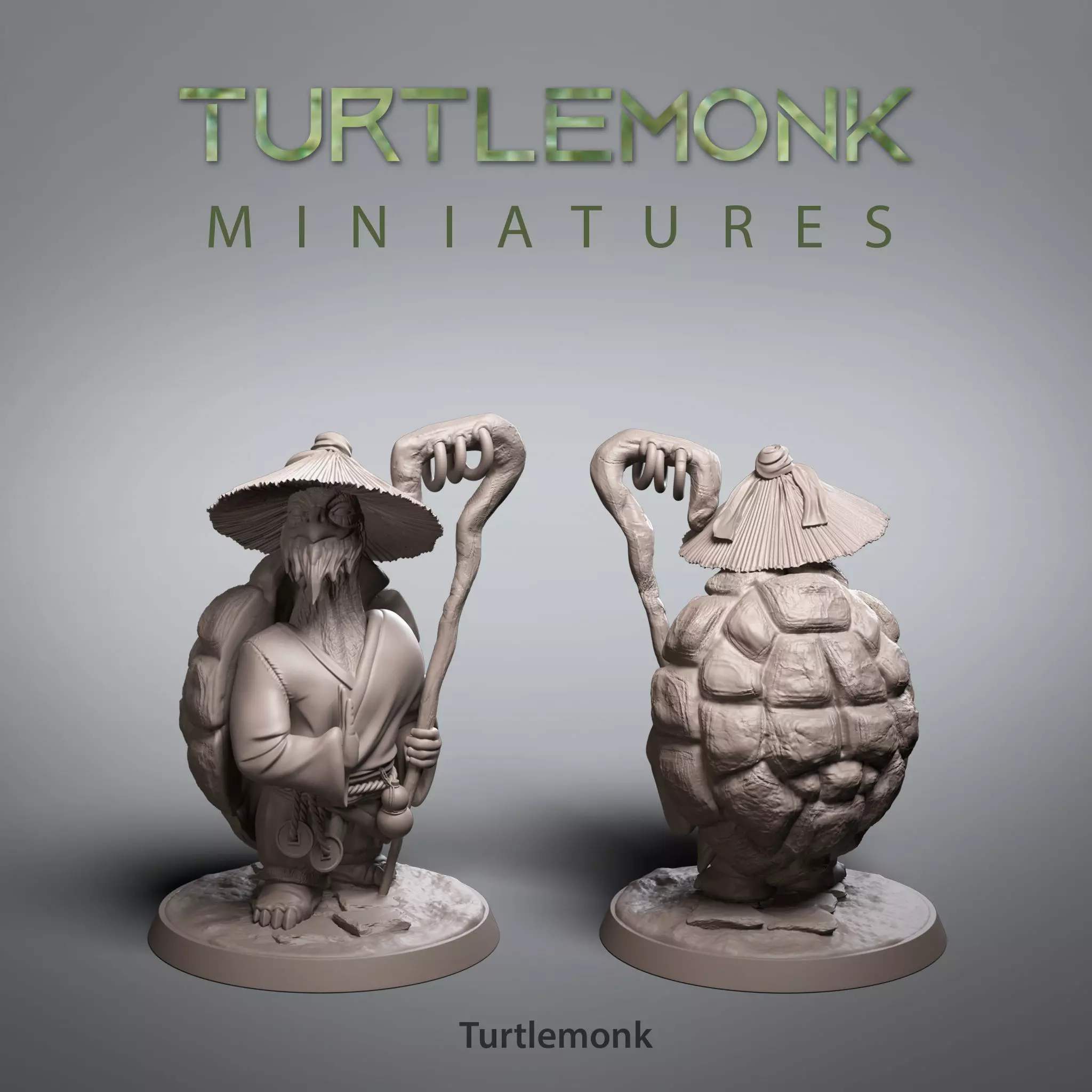 TurtleMonk Statue Miniature 3D print model_0