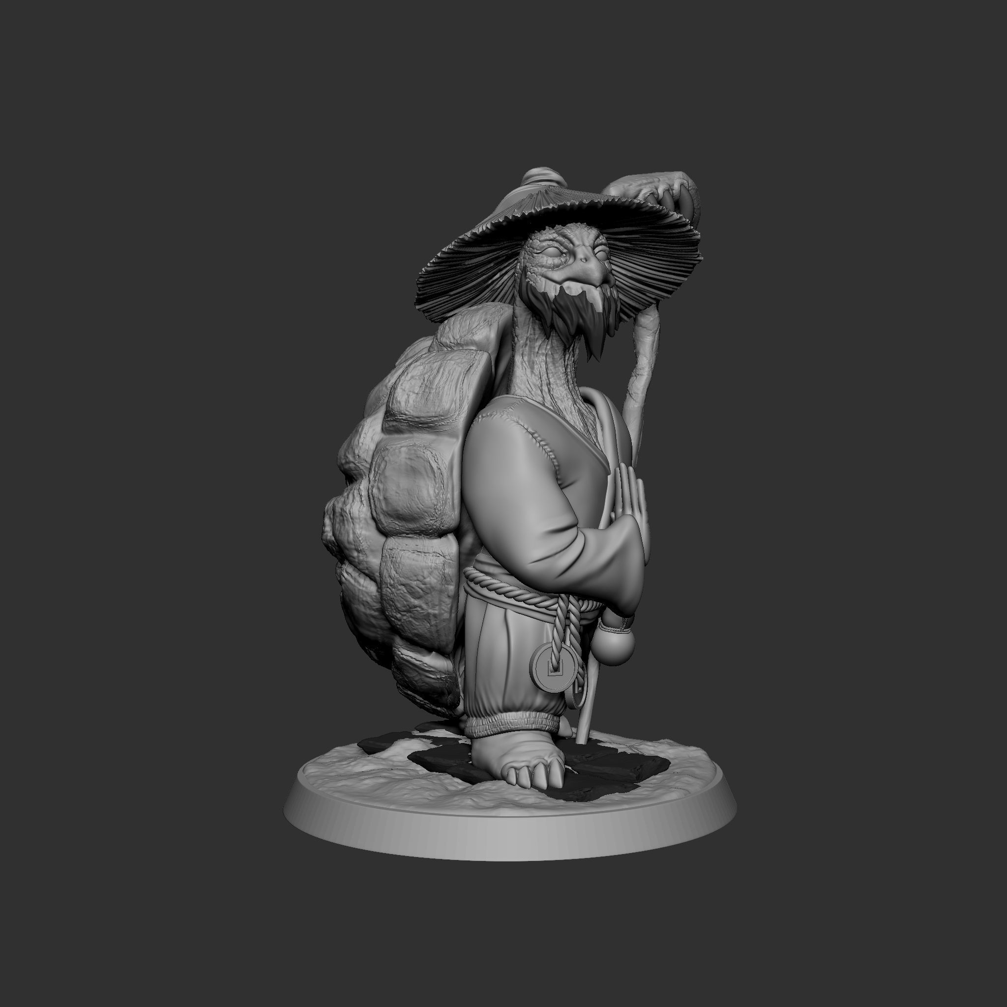 TurtleMonk Statue Miniature 3D print model_7