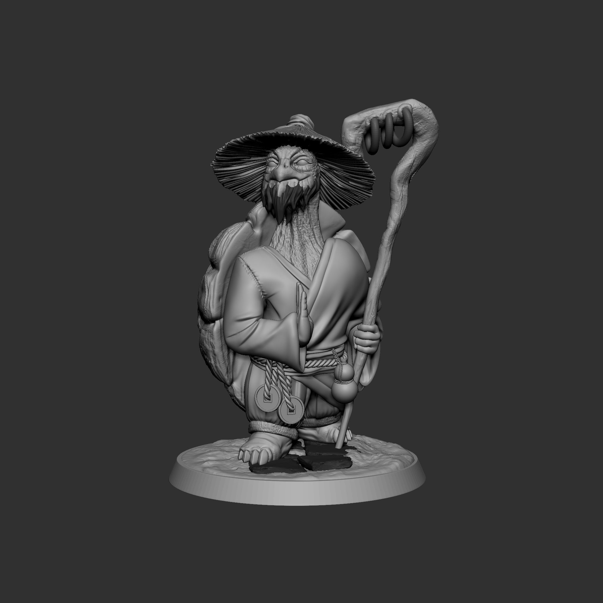 TurtleMonk Statue Miniature 3D print model_1