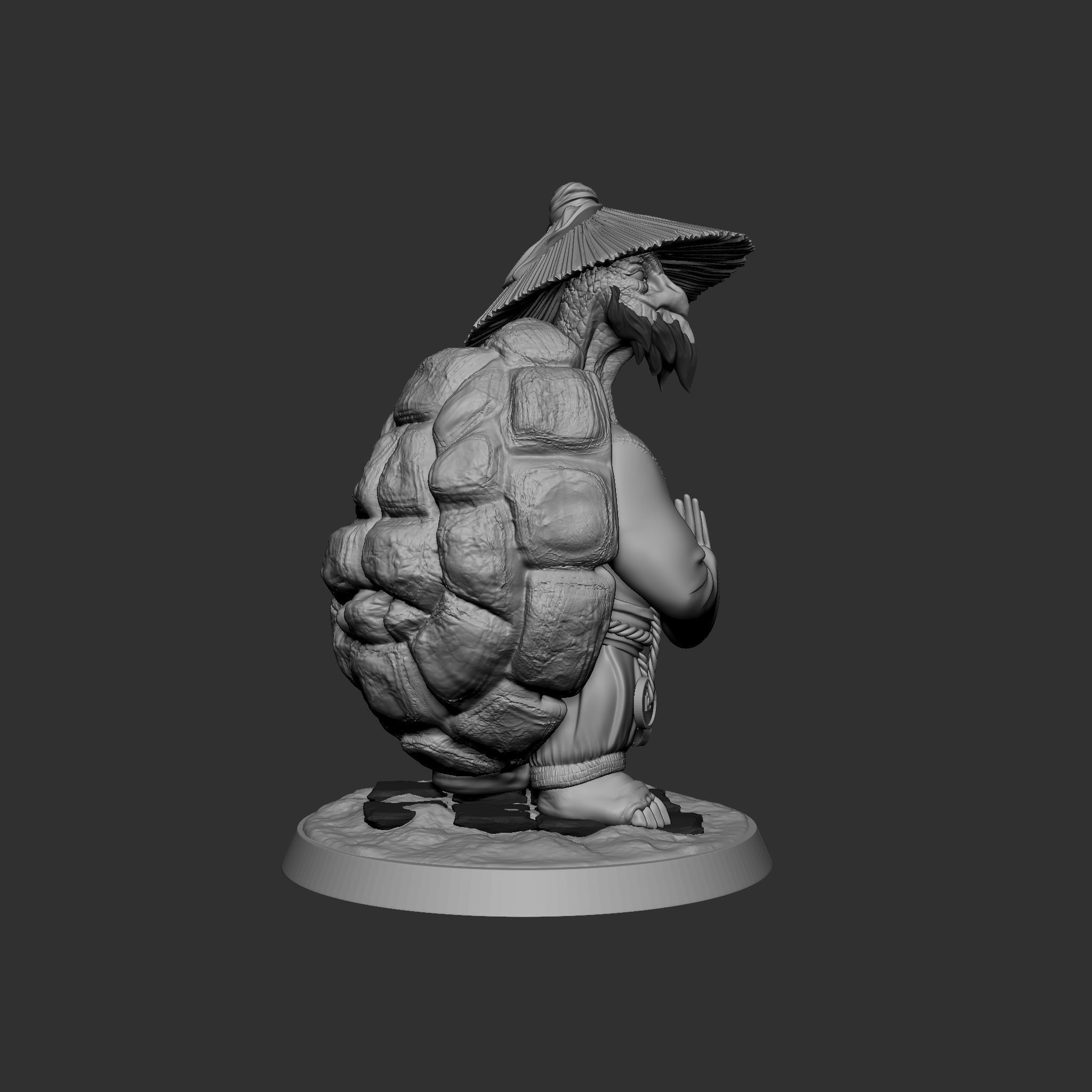 TurtleMonk Statue Miniature 3D print model_6