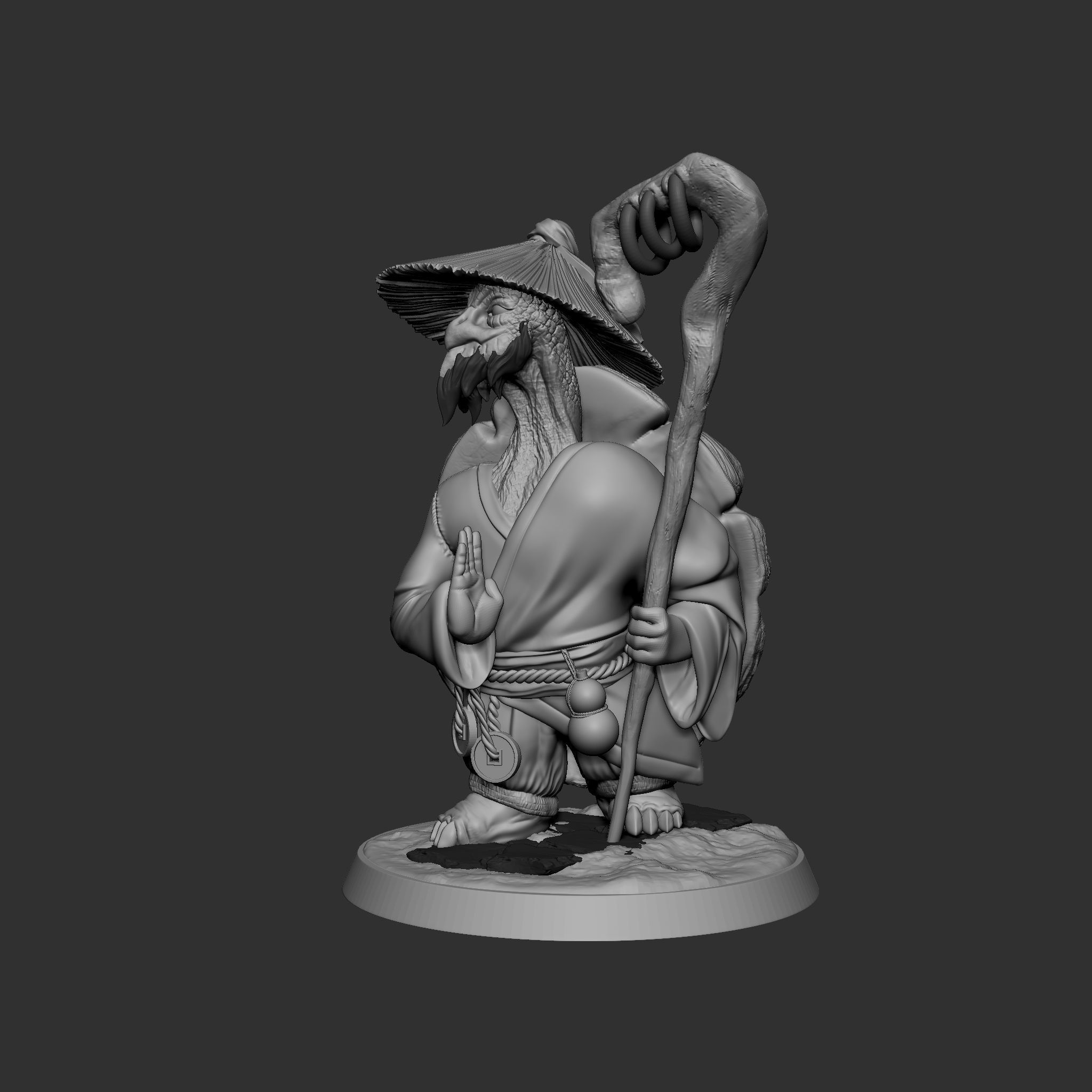 TurtleMonk Statue Miniature 3D print model_2