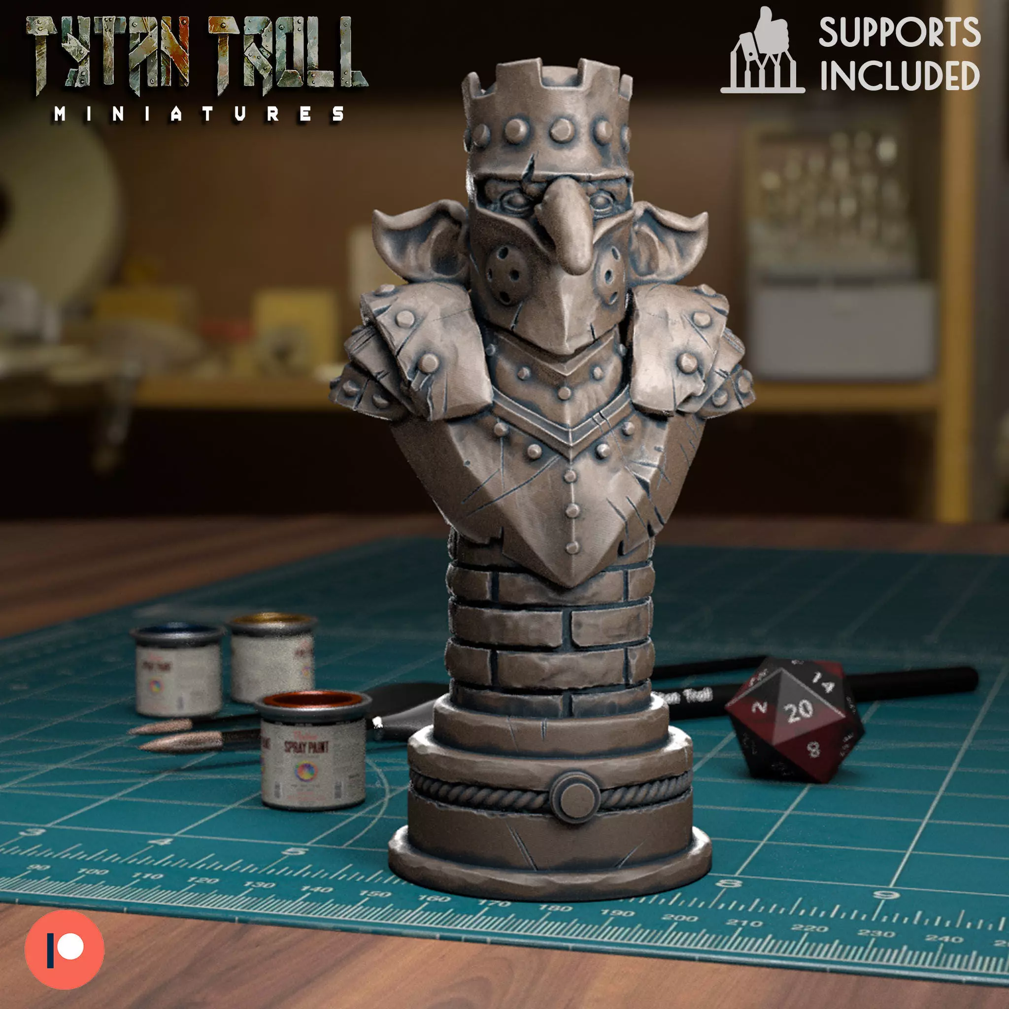 Goblin Chess Rook - Pre-Supported 3D print model