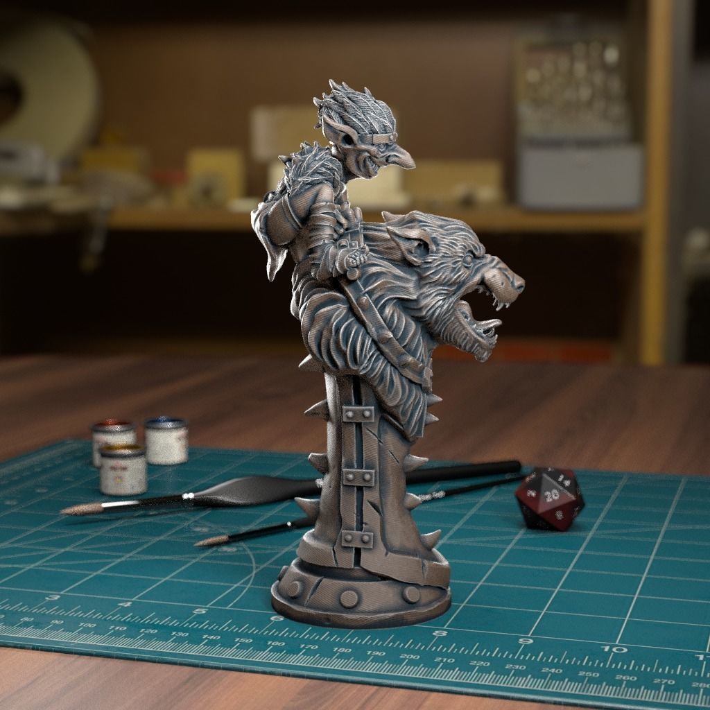 Goblin Chess Knight - Pre-Supported 3D print model_3