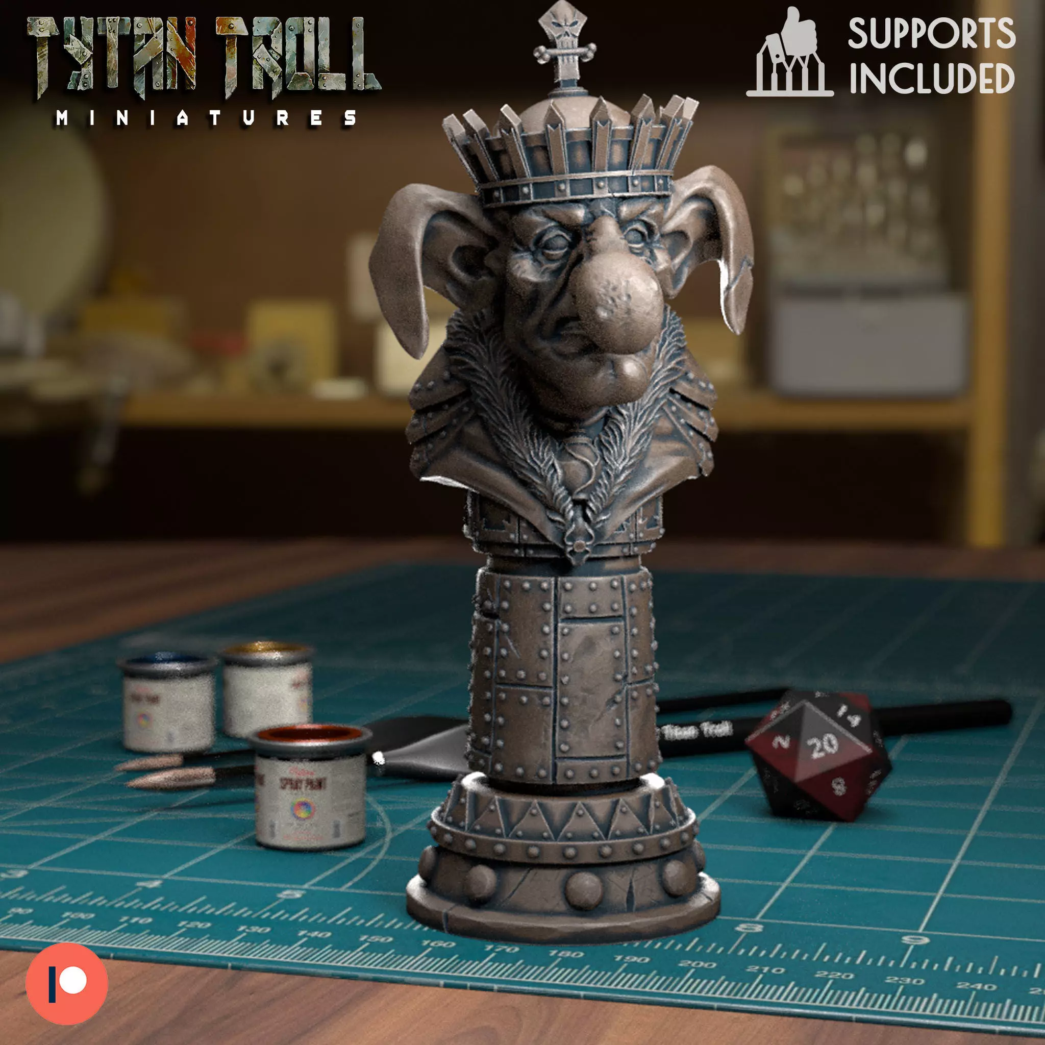 Goblin Chess King - Pre-Supported 3D print model