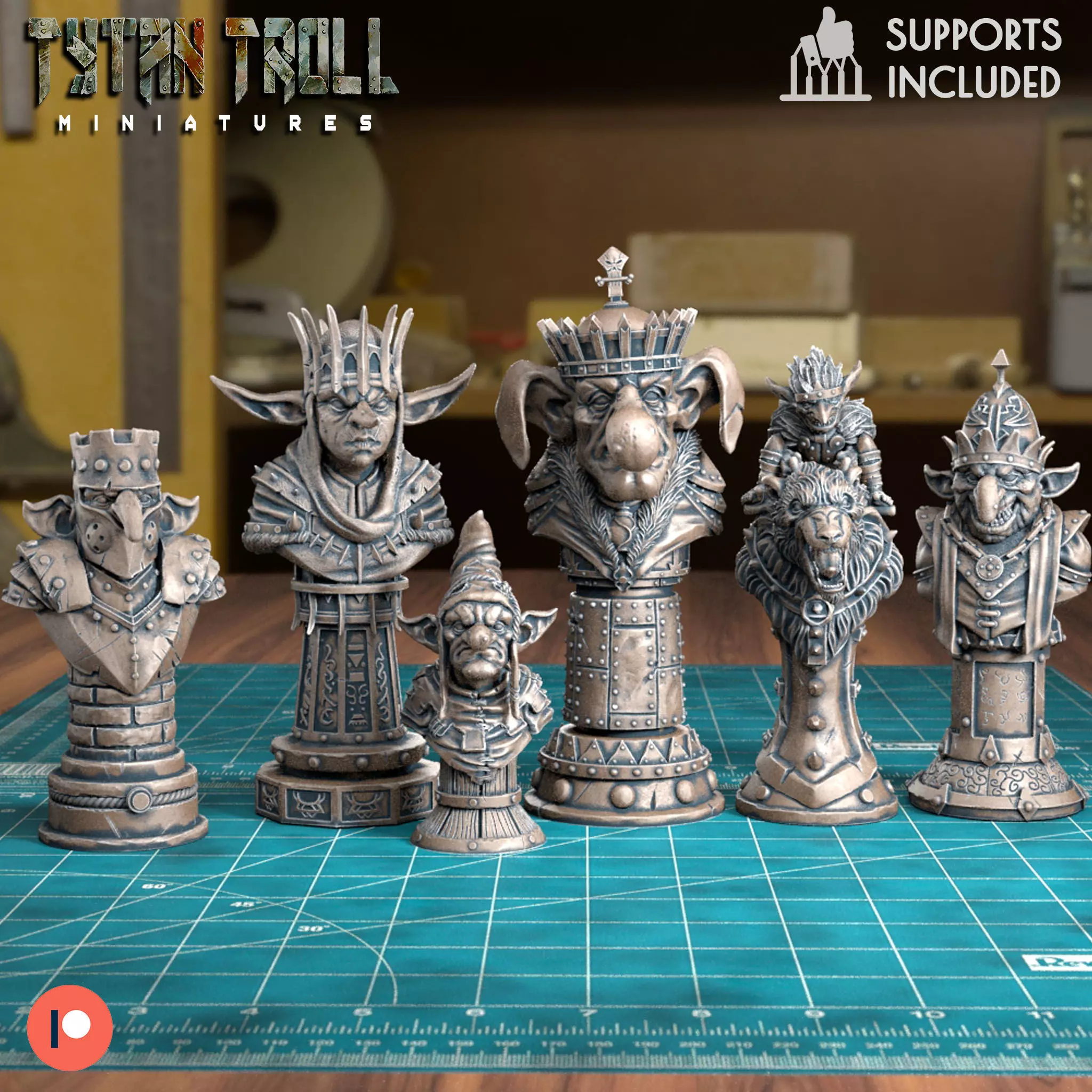 Goblin Chess Set - Pre-Supported 3D print model