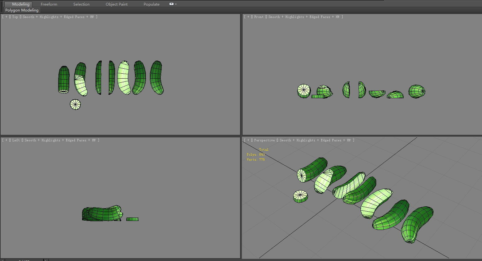 Cartoon Cucumbers - Cucumber Slices Low-poly 3D model_4