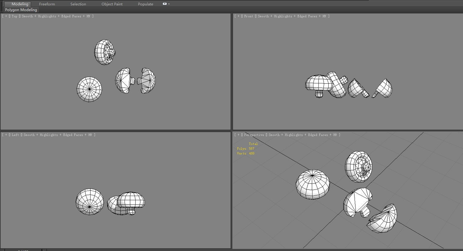 Cartoon shiitake mushroom - mushroom slices Low-poly 3D model_5