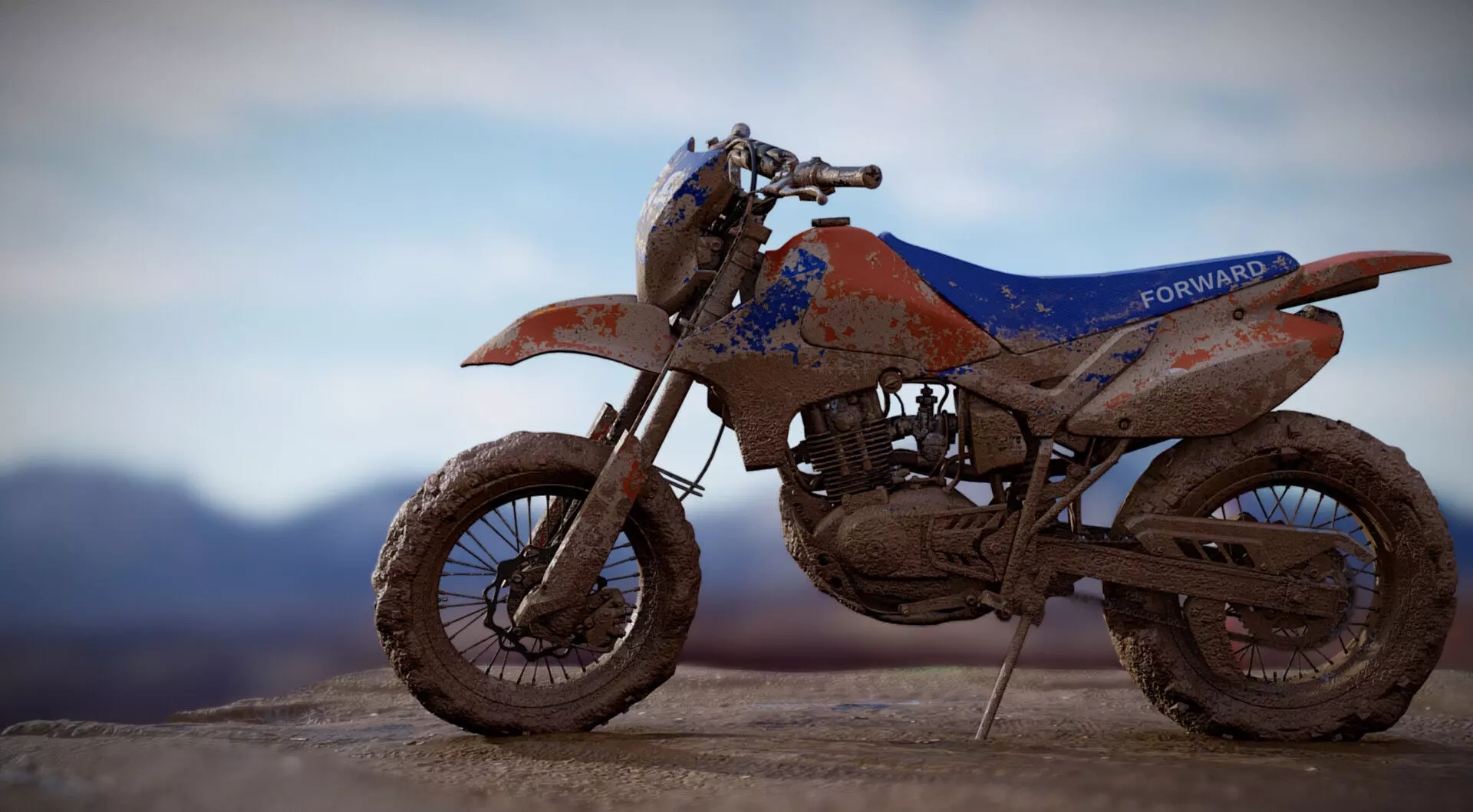 Dirt Bike Dirty Low-poly 3D model