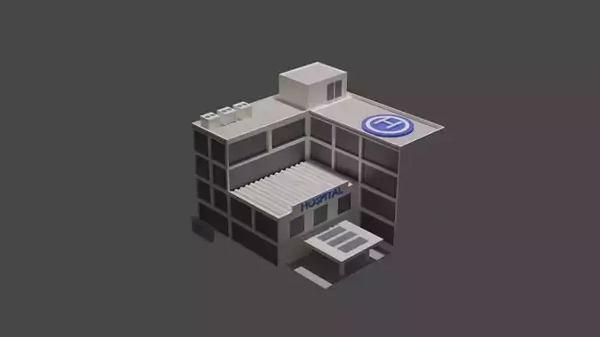 LOW POLY HOSPITAL BUILDING