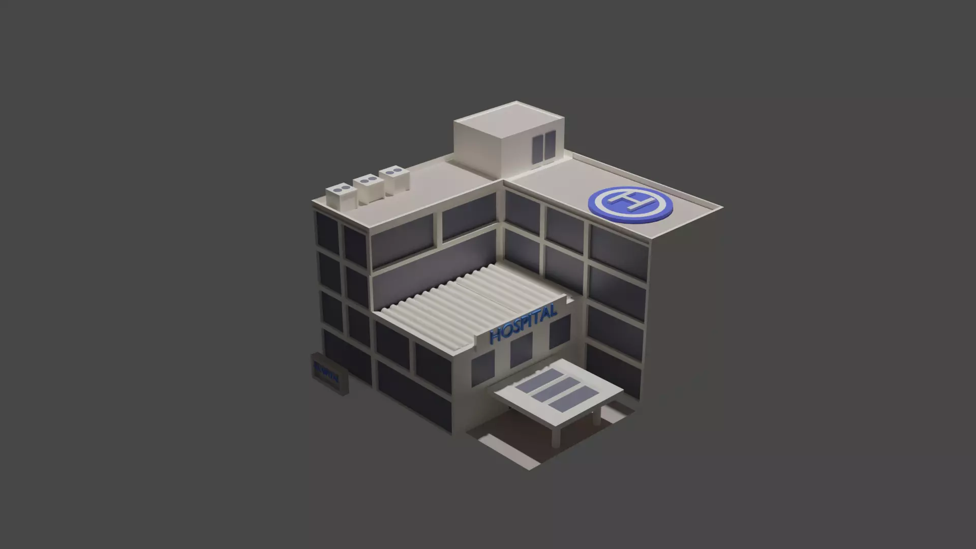 LOW POLY HOSPITAL BUILDING Low-poly 3D model_0