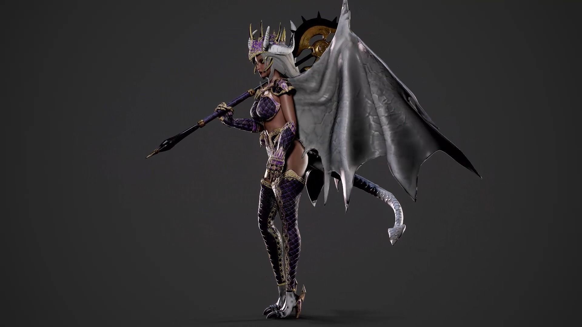 Demonic Dragon Girl - Game Ready Low-poly 3D model_6