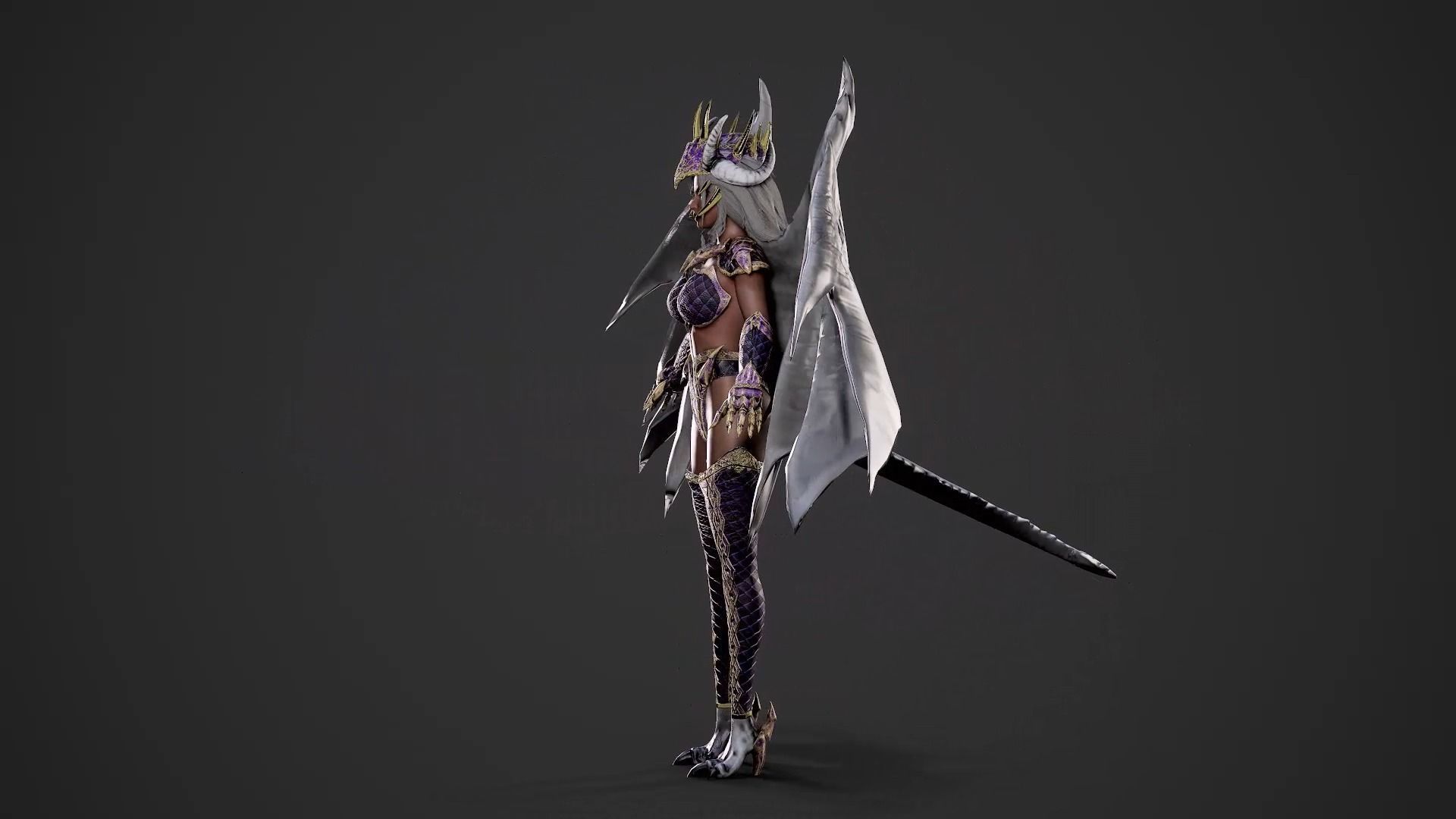 Demonic Dragon Girl - Game Ready Low-poly 3D model_29
