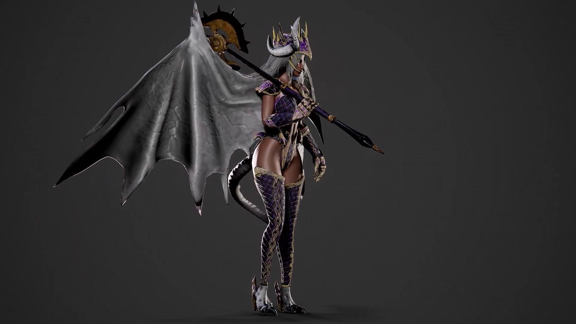 Demonic Dragon Girl - Game Ready Low-poly 3D model_4