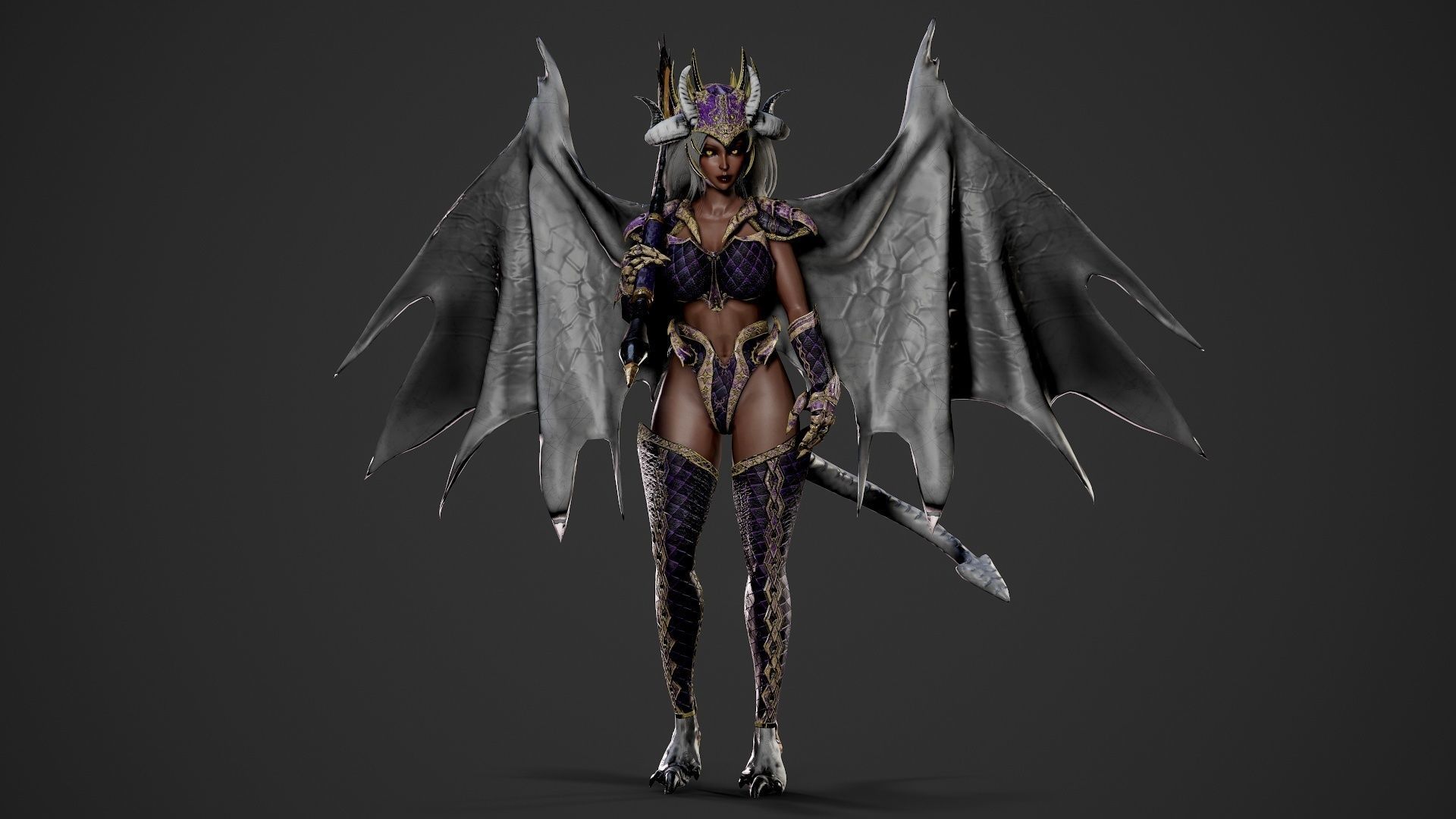 Demonic Dragon Girl - Game Ready Low-poly 3D model_21