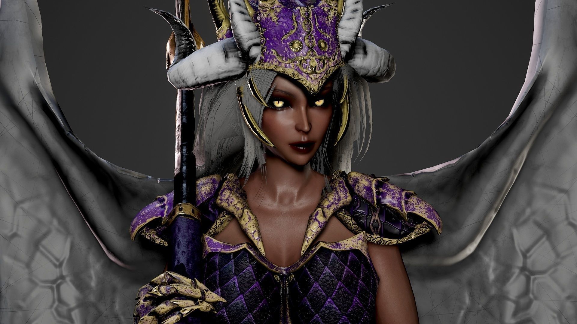 Demonic Dragon Girl - Game Ready Low-poly 3D model_2