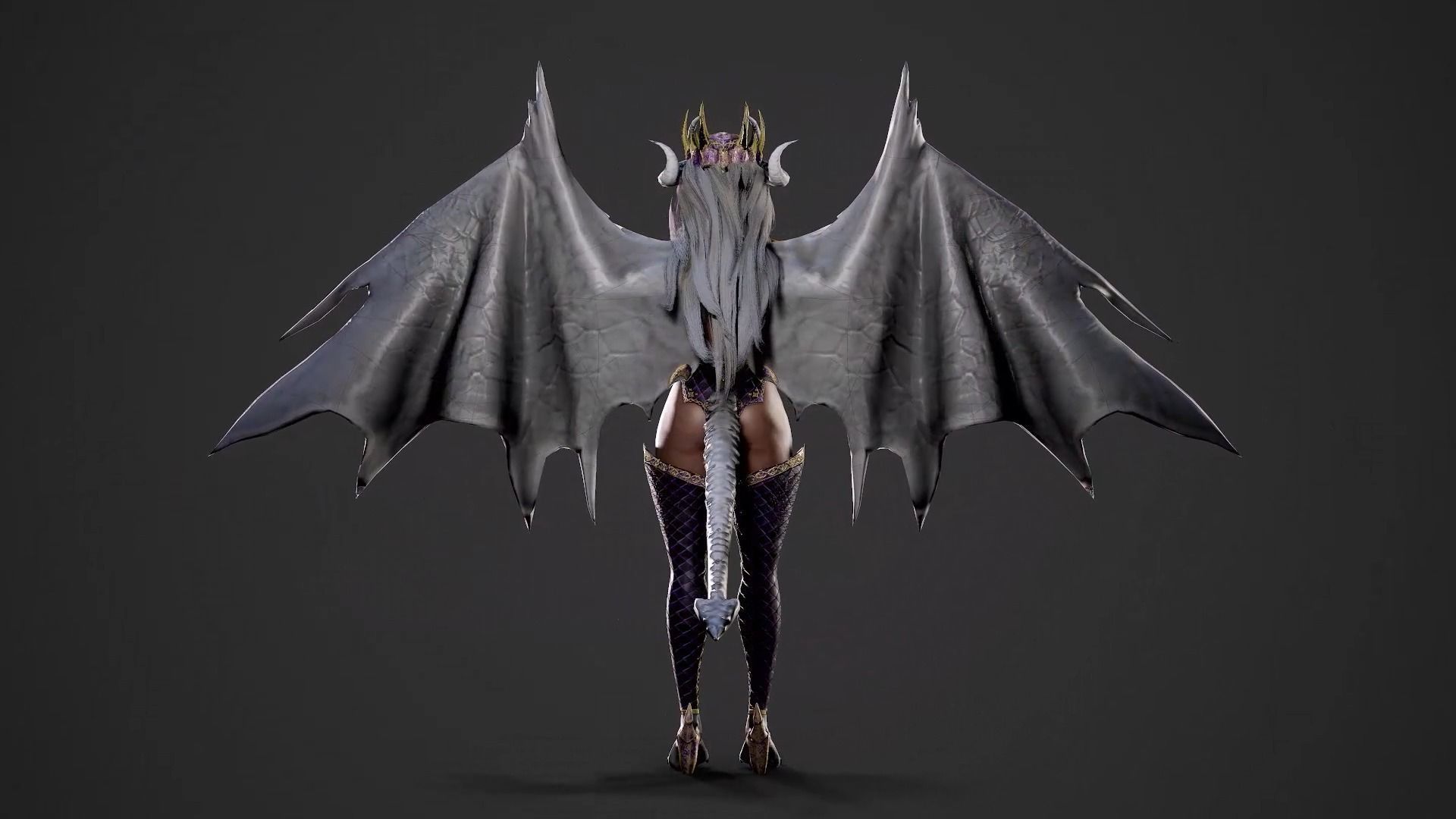 Demonic Dragon Girl - Game Ready Low-poly 3D model_30