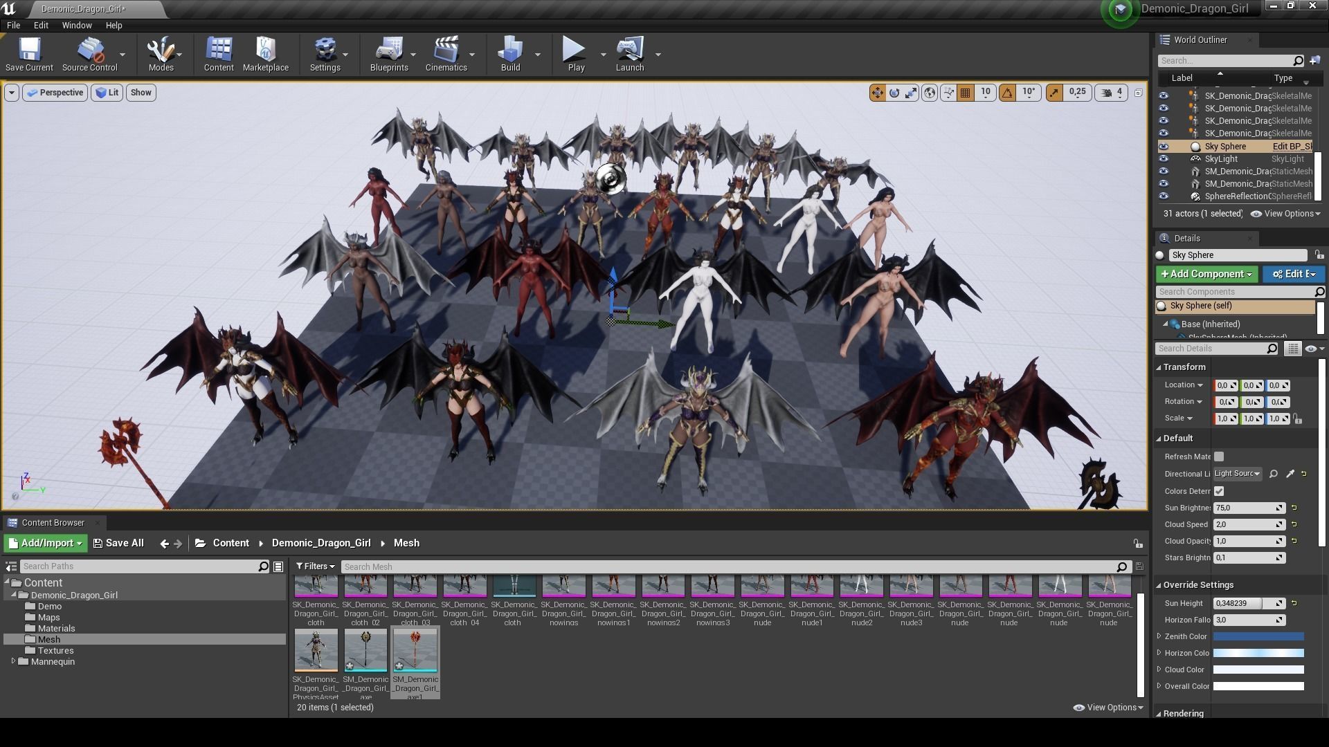 Demonic Dragon Girl - Game Ready Low-poly 3D model_18