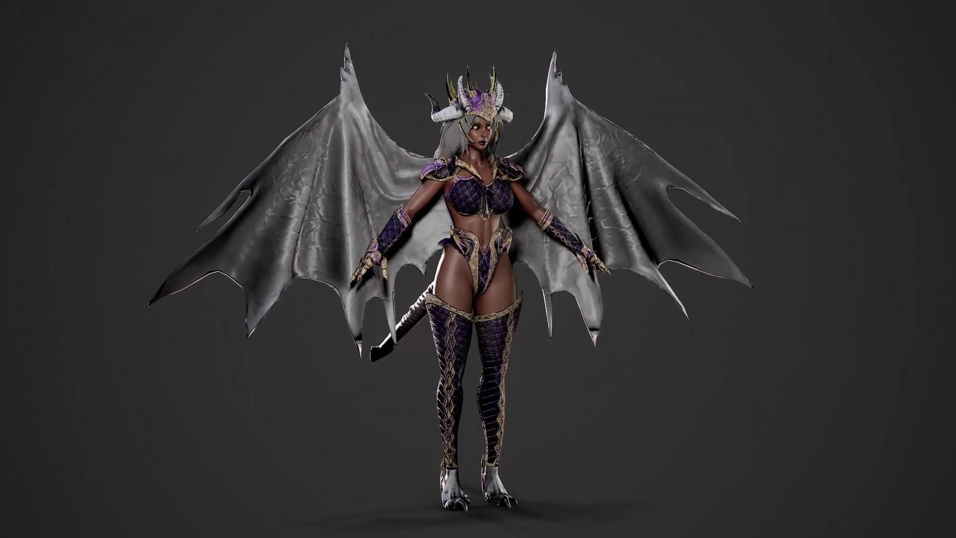 Demonic Dragon Girl - Game Ready Low-poly 3D model_28