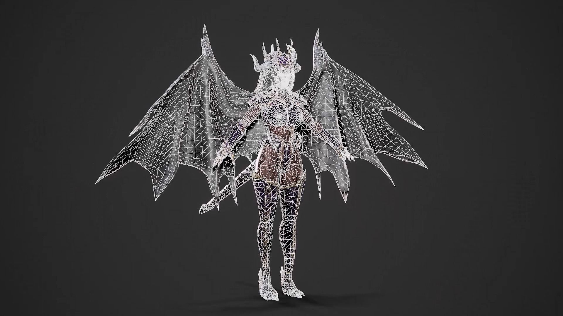 Demonic Dragon Girl - Game Ready Low-poly 3D model_31
