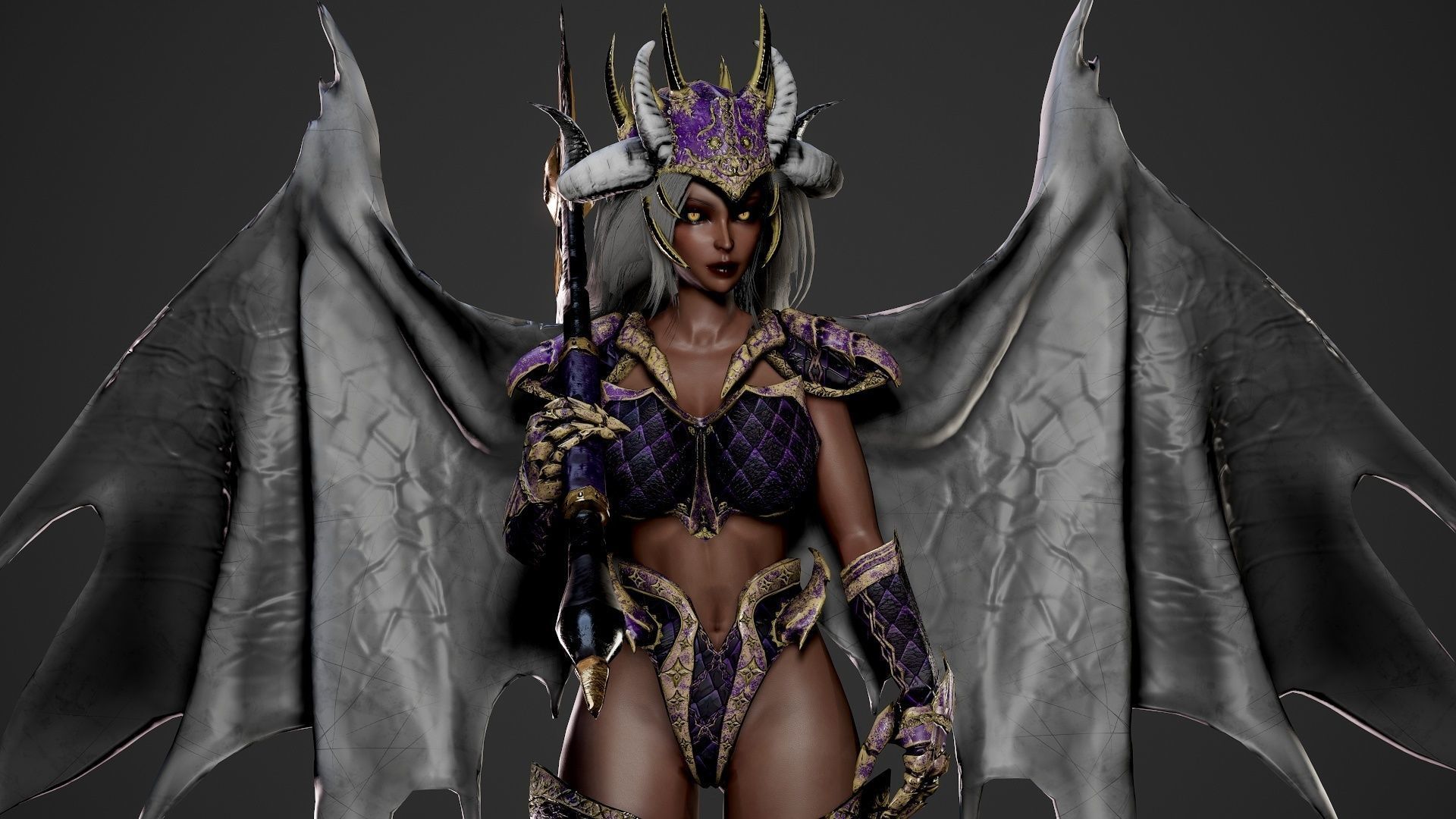 Demonic Dragon Girl - Game Ready Low-poly 3D model_20