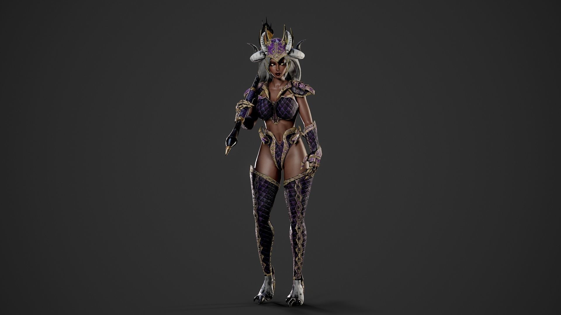Demonic Dragon Girl - Game Ready Low-poly 3D model_13