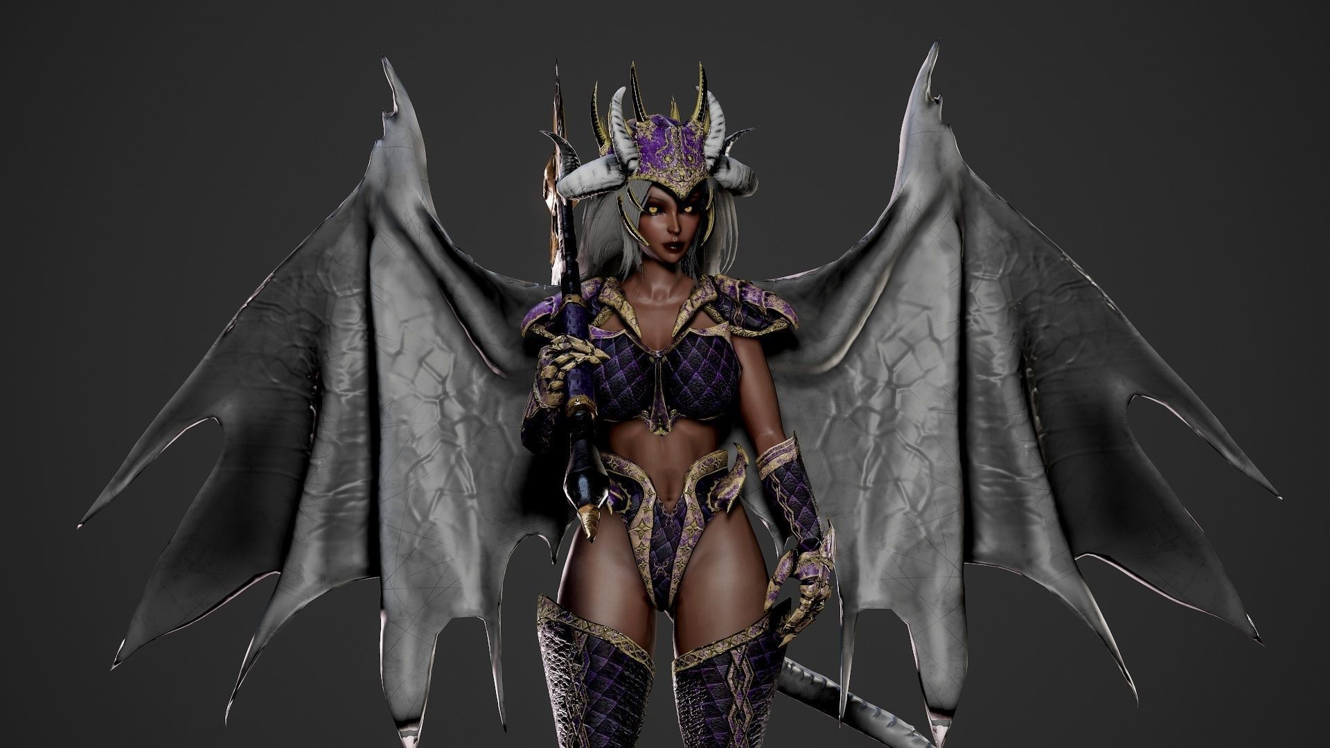 Demonic Dragon Girl - Game Ready Low-poly 3D model_23
