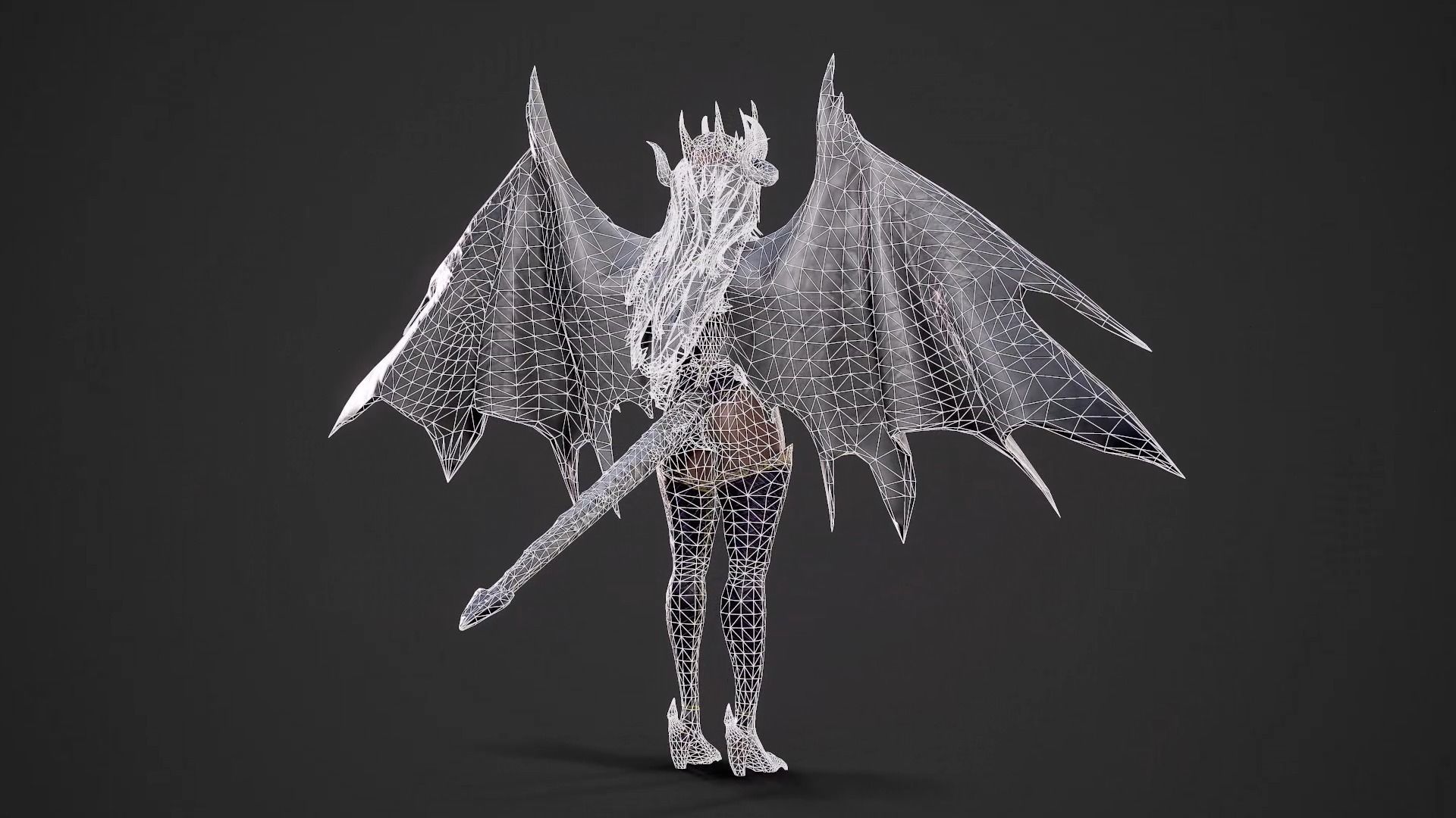 Demonic Dragon Girl - Game Ready Low-poly 3D model_32