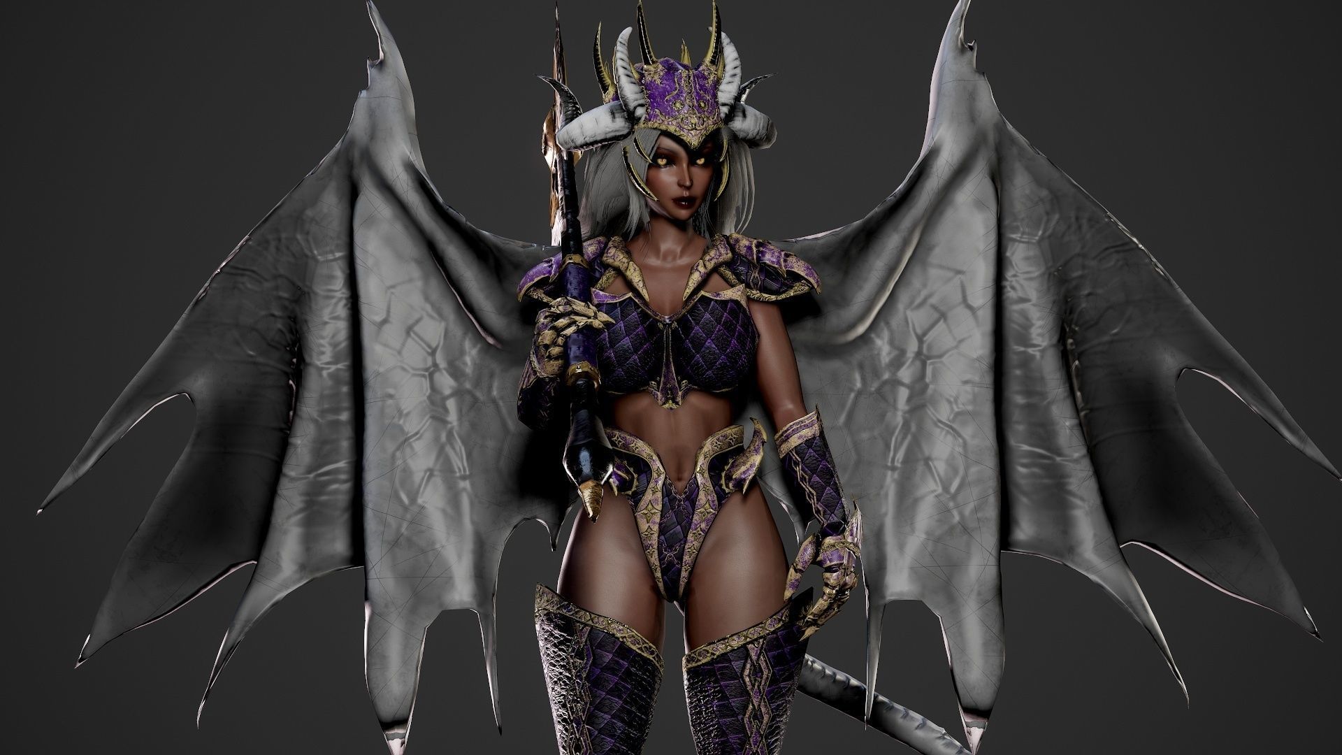 Demonic Dragon Girl - Game Ready Low-poly 3D model_25