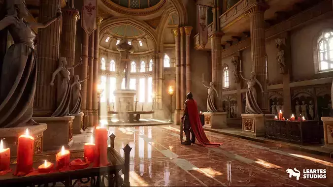 King Arthur Castle Interior Environment Low-poly 3D model