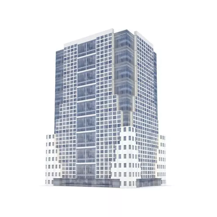 Grey And White Building 3D model_0